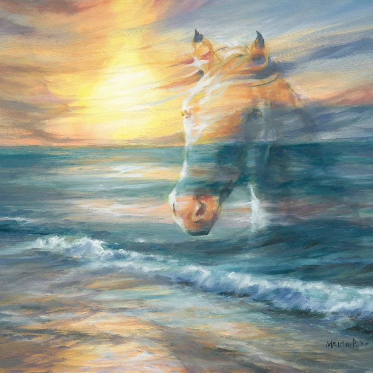 Waves Of Wonder (Horse Over Beach Sunset)