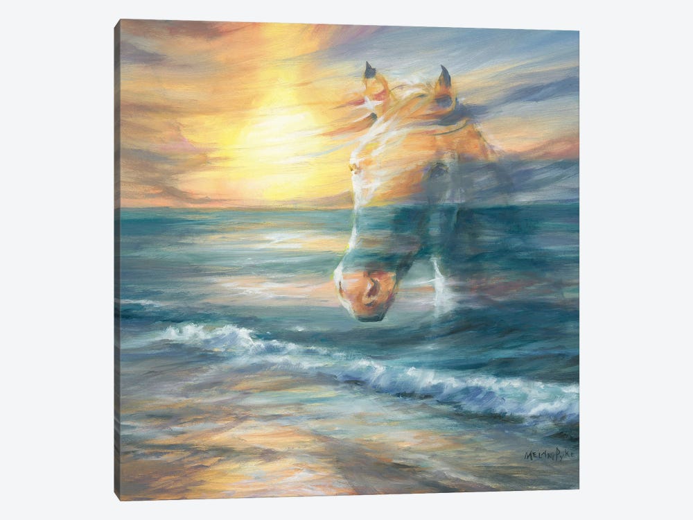 Waves Of Wonder (Horse Over Beach Sunset) by Melani Pyke 1-piece Art Print