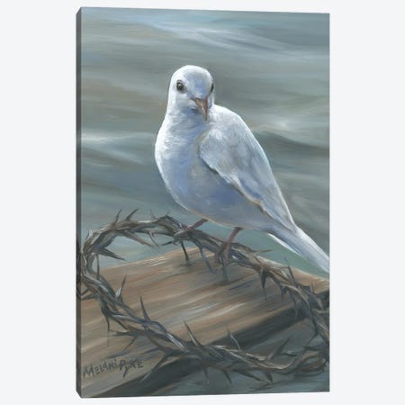 White Dove Resting On Crown Of Thorns Canvas Print #PYE77} by Melani Pyke Canvas Art Print