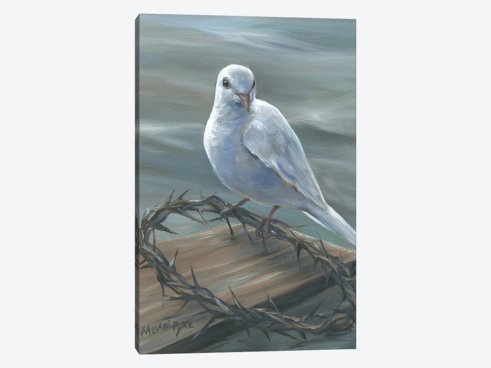 White Dove Resting On Crown Of Thorns by Melani Pyke 1-piece Canvas Art Print