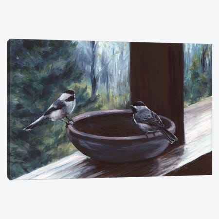 Two Chickadees Canvas Print #PYE82} by Melani Pyke Canvas Art Print