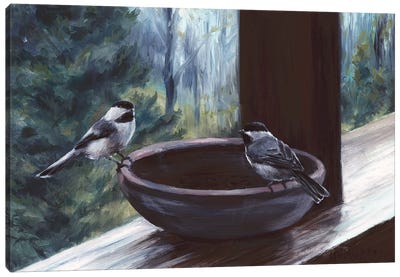 Two Chickadees Canvas Art Print