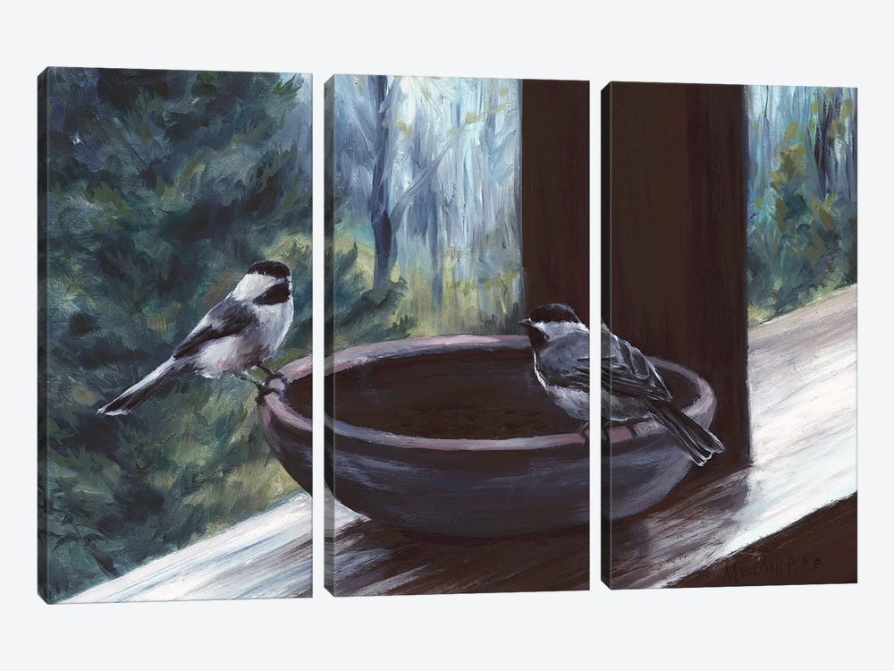 Two Chickadees by Melani Pyke 3-piece Canvas Art Print