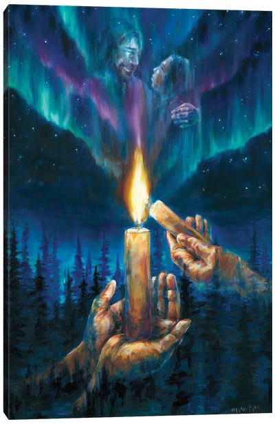 Light Your Candle - Connection And Remembrance Canvas Art Print - Aurora Borealis Art