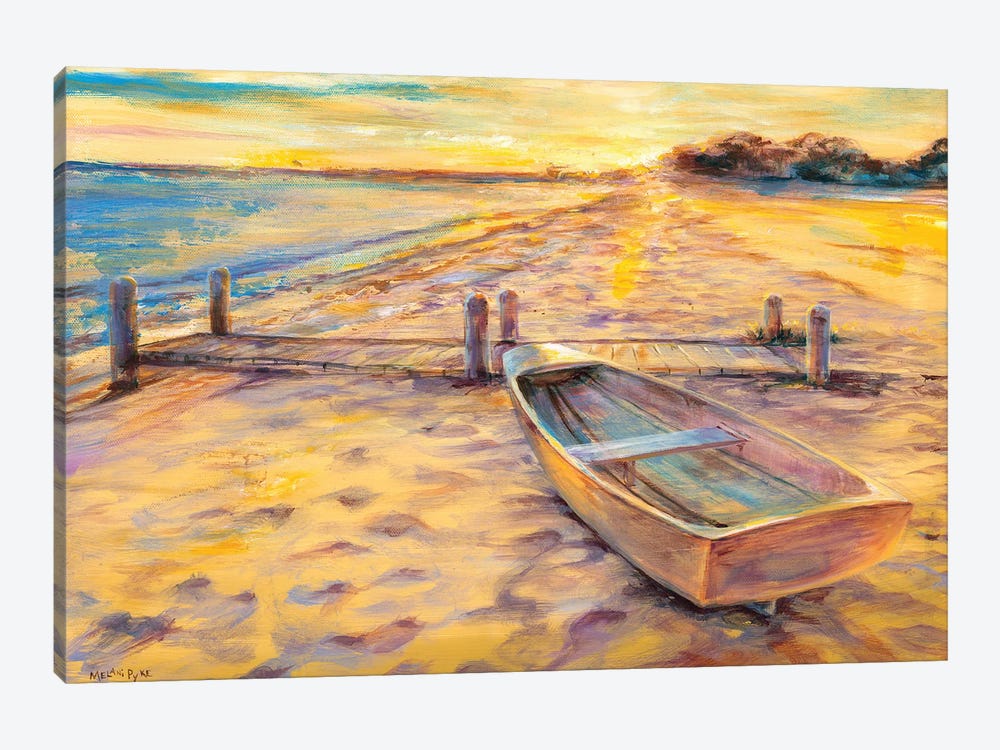 Boat On Golden Beach by Melani Pyke 1-piece Canvas Print