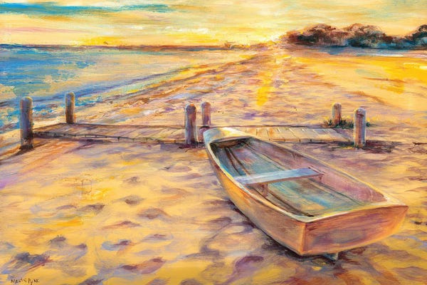 Melani Pyke: Boat On Golden Beach by Melani Pyke