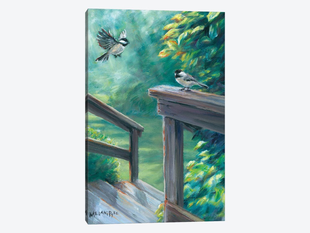 Chickadees Over Steps by Melani Pyke 1-piece Canvas Art
