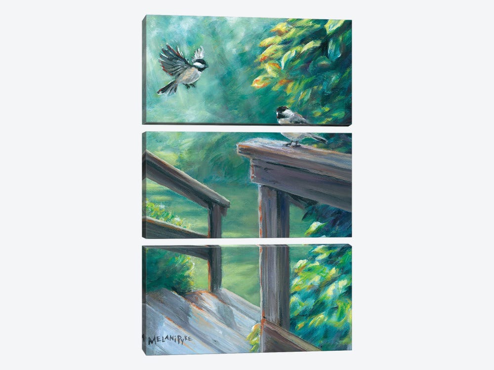Chickadees Over Steps by Melani Pyke 3-piece Canvas Artwork