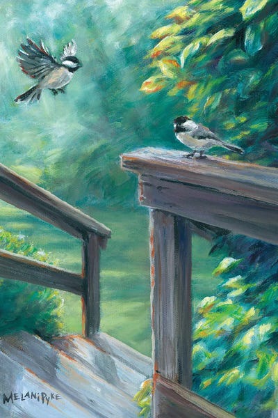 Melani Pyke: Chickadees Over Steps by Melani Pyke
