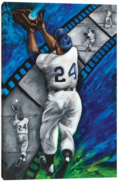 The Catch (Willie Mays) Canvas Art Print - Baseball Art