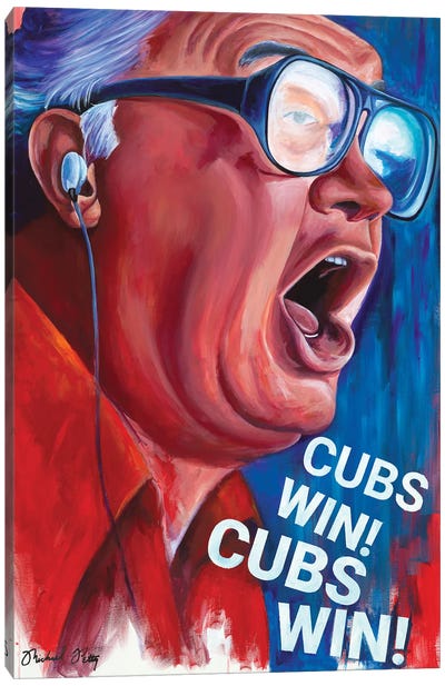 Cubs Win (Harry Caray) Canvas Art Print - Chicago Art