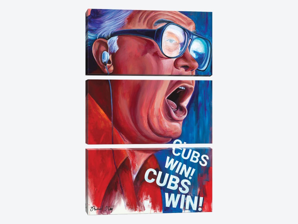 Cubs Win (Harry Caray) by Michael Petty IV 3-piece Canvas Print