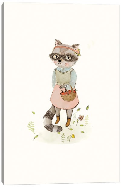 Spring Raccoon Canvas Art Print - Paola Zakimi