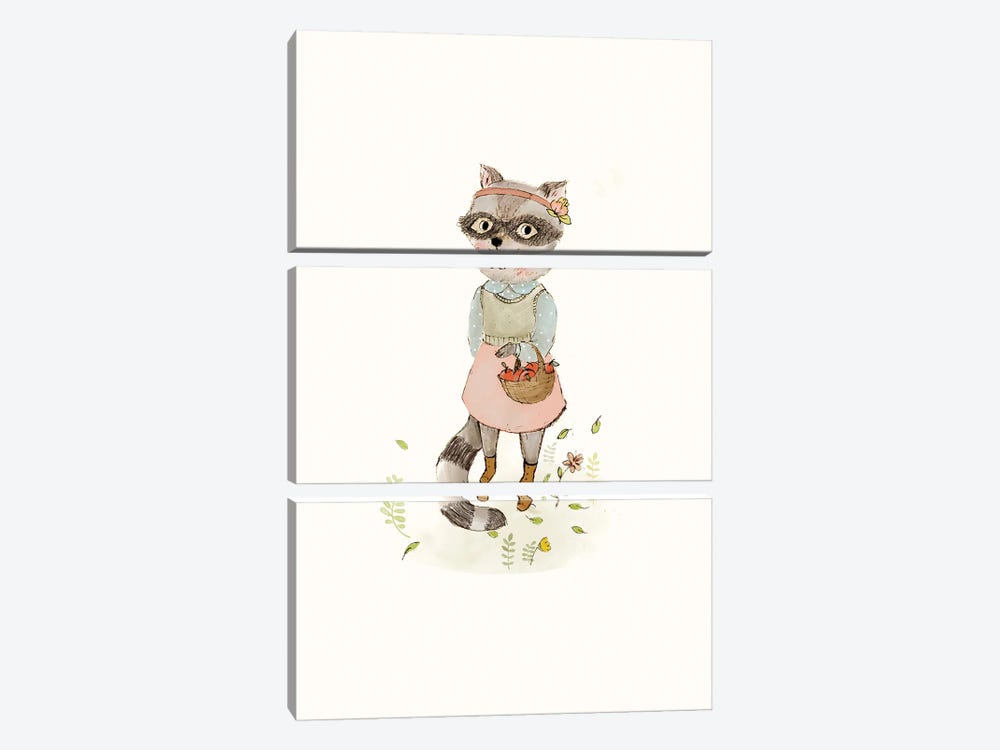 Spring Raccoon by Paola Zakimi 3-piece Canvas Art Print