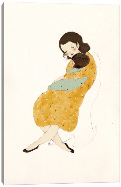 Mom And Baby Canvas Art Print - Paola Zakimi