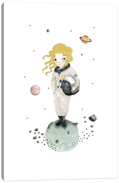 Astronaut Blonde Canvas Art Print - Child Portrait Art