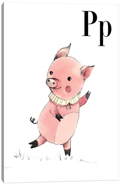 Pig Canvas Art Print - Letter P
