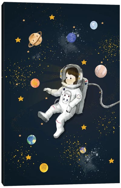 Dark Girl Astronaut Canvas Art Print - Paola Zakimi