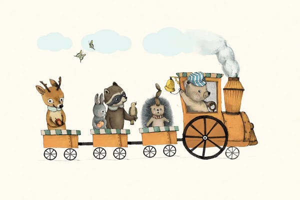 Raccoons: Woodland Train by Paola Zakimi