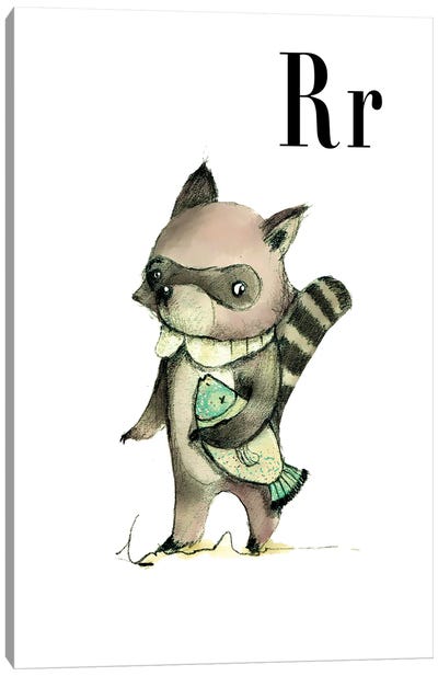 Raccoon Canvas Art Print - Letter R