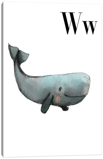 Whale Canvas Art Print - Letter W