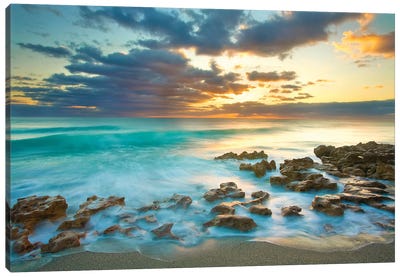 Ocean Sunrise Canvas Art Print - Sunrises & Sunsets Scenic Photography