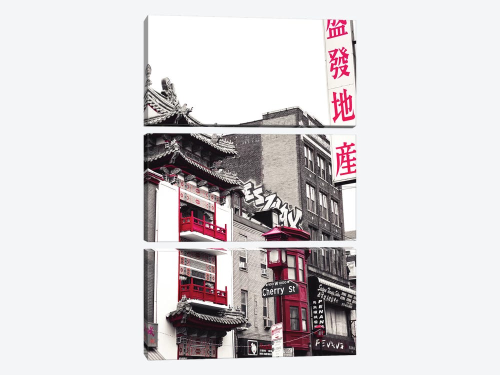 Chinatown Reds I by Sonja Quintero 3-piece Canvas Wall Art
