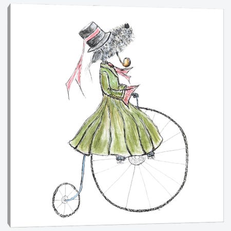 Summer Riding Her Penny Farthing Canvas Print #QQY11} by The Quaint and Quirky Art Print