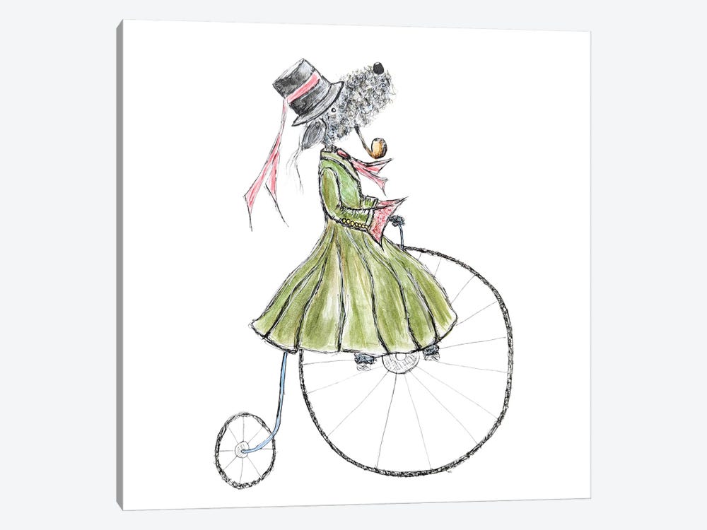 Summer Riding Her Penny Farthing by The Quaint and Quirky 1-piece Canvas Wall Art