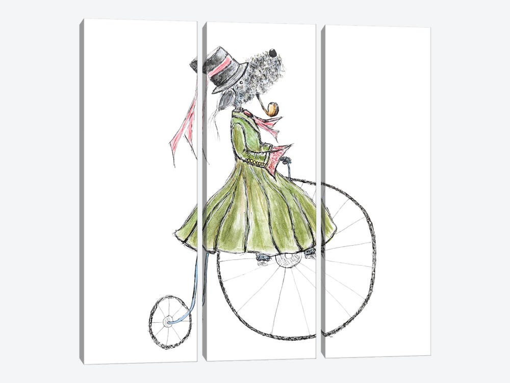 Summer Riding Her Penny Farthing by The Quaint and Quirky 3-piece Canvas Artwork