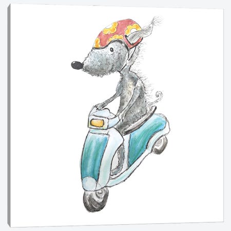 Summer Riding Her Moped Canvas Print #QQY12} by The Quaint and Quirky Canvas Art Print