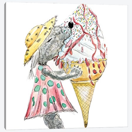 Summer Eating A Cone Canvas Print #QQY30} by The Quaint and Quirky Canvas Print