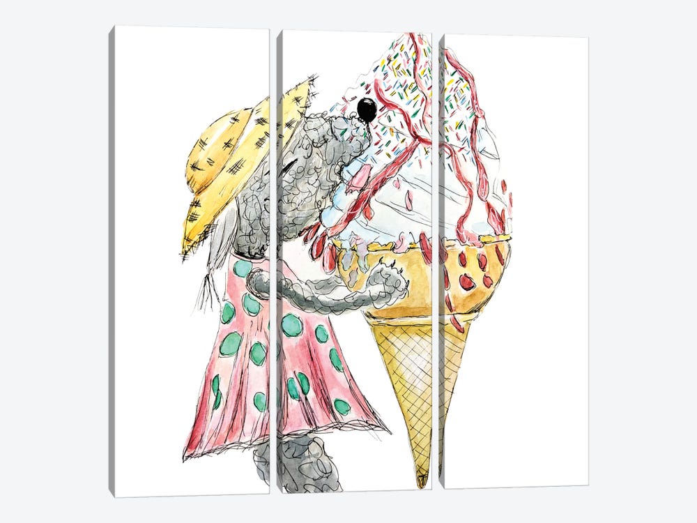 Summer Eating A Cone by The Quaint and Quirky 3-piece Canvas Print
