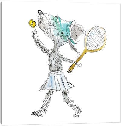 Summer Playing Tennis Canvas Art Print
