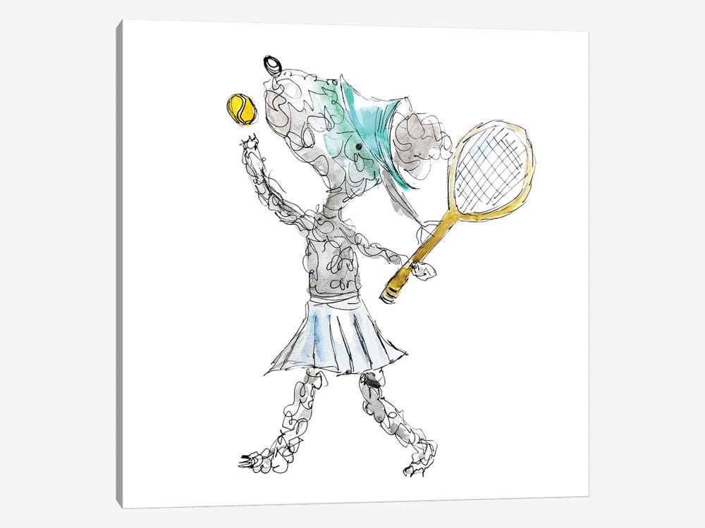 Summer Playing Tennis by The Quaint and Quirky 1-piece Canvas Print
