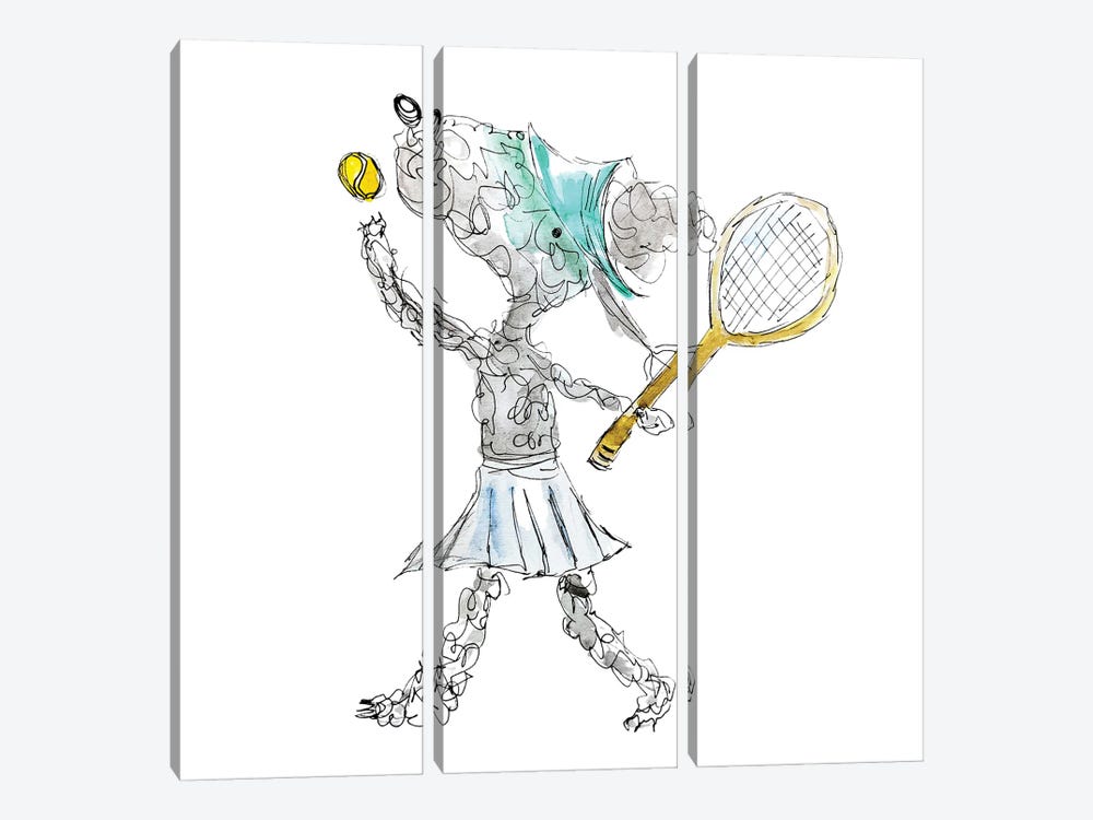 Summer Playing Tennis by The Quaint and Quirky 3-piece Art Print