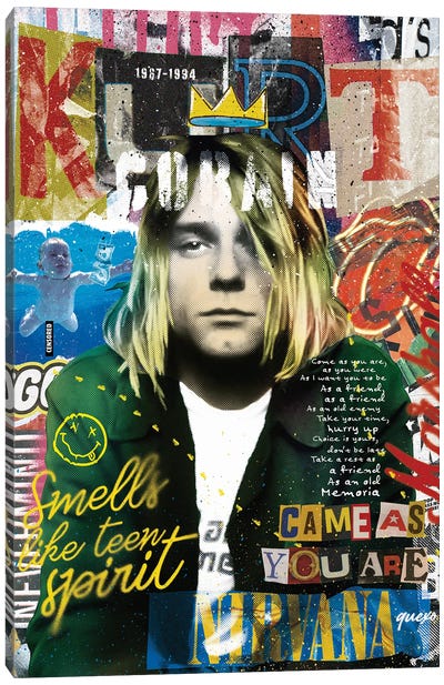 Kurt Cobain Canvas Art Print - Art by Hispanic & Latin American Artists