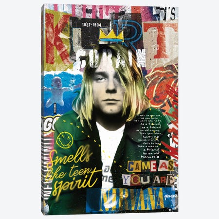 Kurt Cobain Canvas Print #QXD12} by Quexo Designs Canvas Wall Art