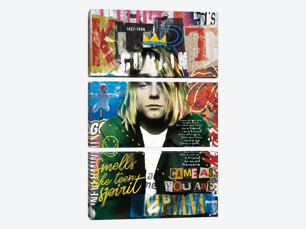Kurt Cobain by Quexo Designs 3-piece Canvas Wall Art
