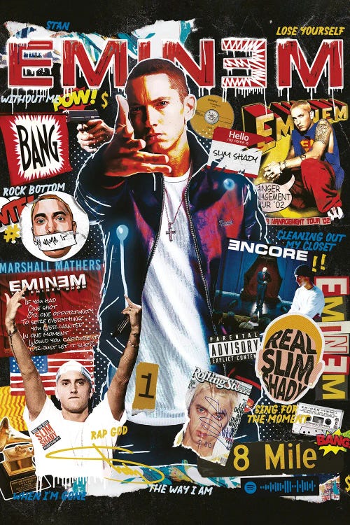 Eminem Poster / Rap Poster / Rap Music Poster / Eminem Print / Eminem Art /  Minimalist Music Poster / Music Poster / Slim Shady 
