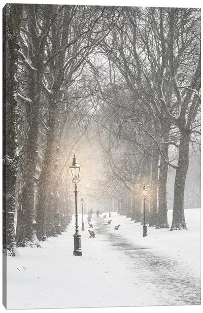 Snow In London Canvas Art Print - United Kingdom Art