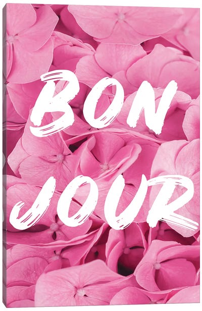 Bonjour in Pink Canvas Art Print - Grace Digital Art Co