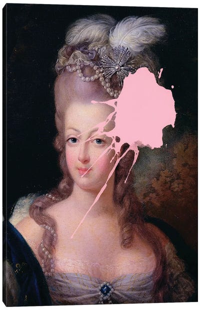 Marie Antoinette Pink Paint Canvas Art Print - Satirical Humor Art