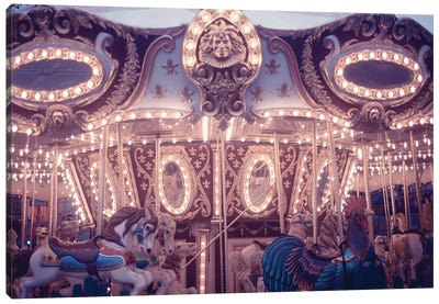 Winter Carousel Canvas Art Print - Amusement Park Art