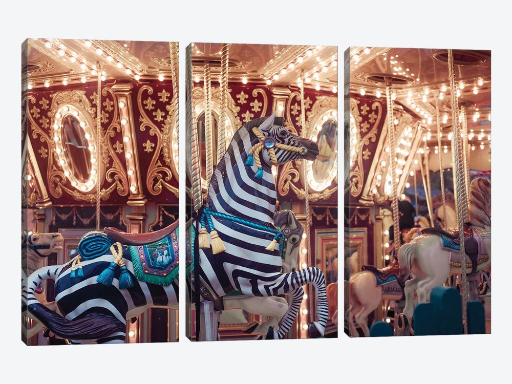 Zebra Carousel by Grace Digital Art Co 3-piece Canvas Print
