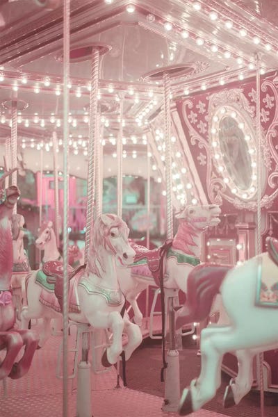 Amusement Parks: Pastel Pink Carousel by Grace Digital Art Co
