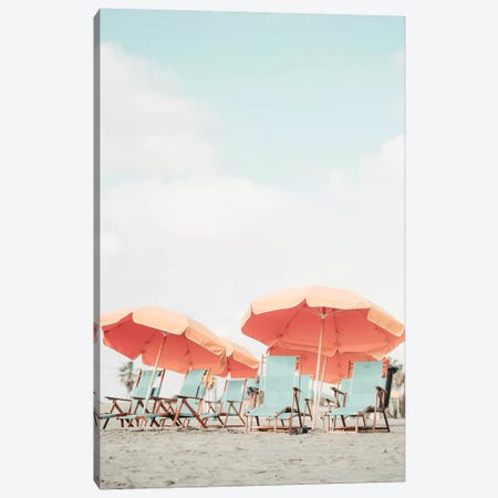 Orange Beach Umbrella's Canvas Print #RAB157} by Grace Digital Art Co Art Print