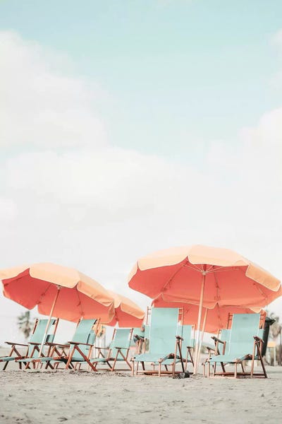 Grace Digital Art Co: Orange Beach Umbrella's by Grace Digital Art Co