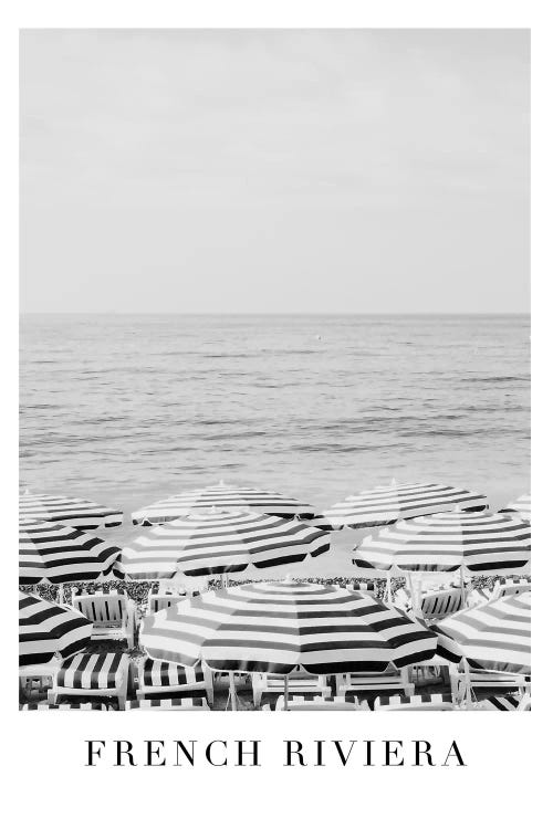 French Riviera Black And White Travel Print