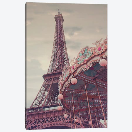 Eiffel Tower Carousel Canvas Print #RAB163} by Grace Digital Art Co Canvas Art Print